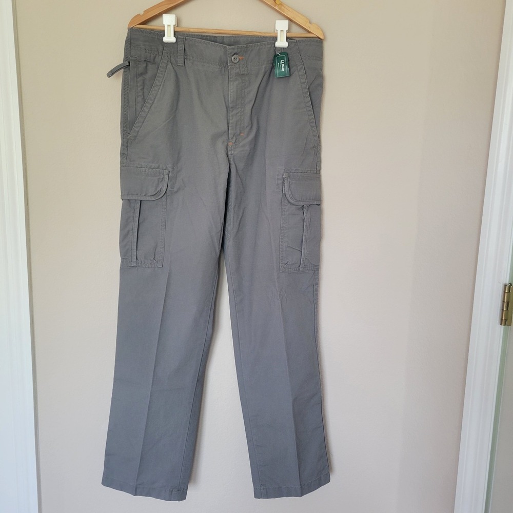 LL Bean Natural Fit Mens Cargo Pants Sz 34×32 Gray Gorpcore Outdoor Cotton New